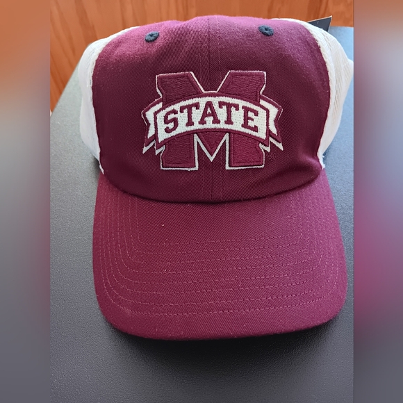 Mississippi State Trucker Hat Maroon and White  Logo Cap - Picture 1 of 6